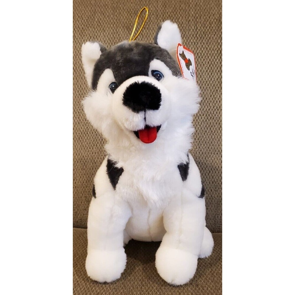 Shalom Toy Co Inc Blue Eyed Husky Dog Stuffed Animal Plush Toy Paper Tag